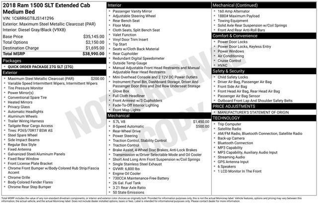 2018 RAM 1500 SLT Quad Cab 4x2 6'4" Box