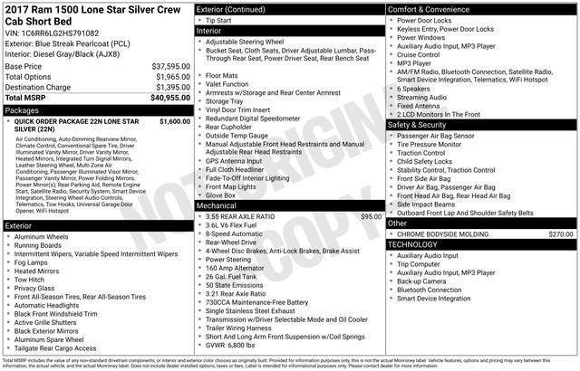 2017 RAM 1500 Lone Star Silver Crew Cab 4x2 5'7" Box