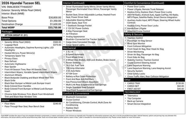 2026 Hyundai TUCSON SEL
