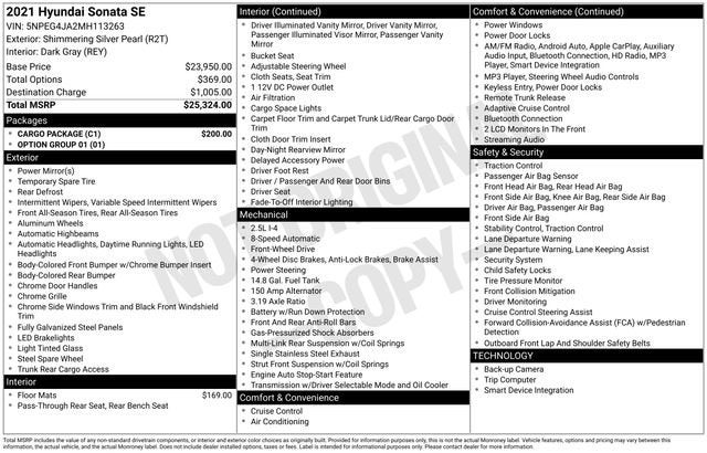 2021 Hyundai SONATA SE