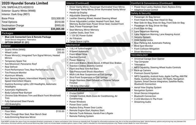 2020 Hyundai SONATA Limited