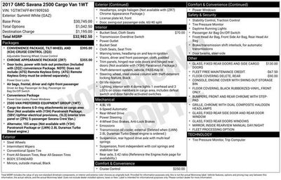 2017 GMC Savana Cargo 2500 VAN 2500 RWD 135"
