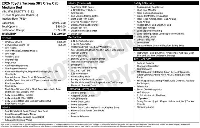 2026 Toyota Tacoma 4WD SR5