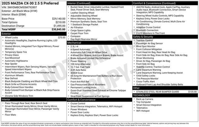 2025 Mazda Mazda CX-30 2.5 S Preferred Package