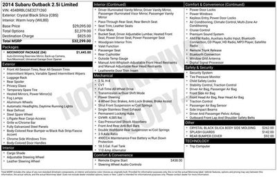 2014 Subaru Outback 2.5i Limited