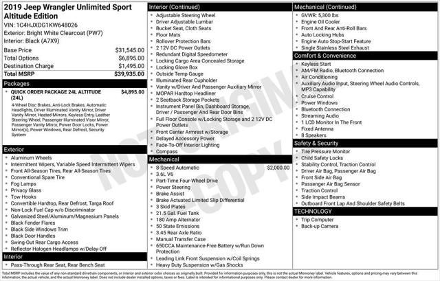 2019 Jeep Wrangler Unlimited Sport Altitude 4x4
