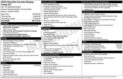 2025 Chevrolet Corvette Stingray 2LT