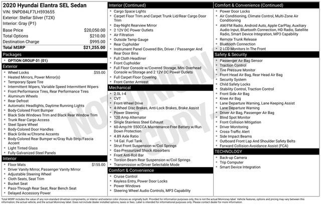 2020 Hyundai ELANTRA SEL