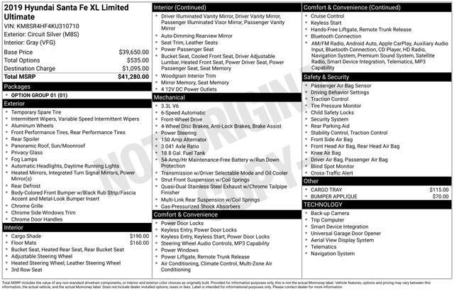 2019 Hyundai SANTA FE XL Limited